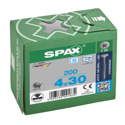 SPAX 4x30mm T-Star Plus T20 Flat CSK Screws – A2 Stainless Steel (200 Pack)