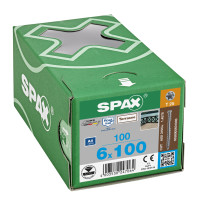 SPAX 6x100mm T-Star Plus T25 Cylindrical Head Screws – A4 Stainless Steel (100 Pack)
