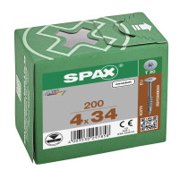 SPAX 4x34mm T-Star Plus T20 Flat Flange Head Screws – Nickel-Plated (200 Pack)