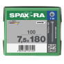 SPAX 7.5x180mm T-Star Plus T30 Flat CSK Screws – Wirox Coated (100 Pack)