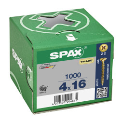 SPAX 4x16mm Pozi PZ2 Flat CSK Screws – Yellox Coated (1000 Pack)