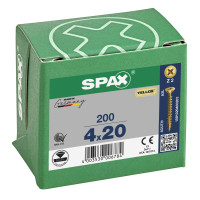 SPAX 4x20mm Pozi PZ2 Flat CSK Screws – Yellox Coated (200 Pack)