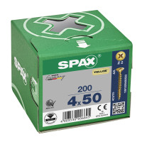 SPAX 4x50mm Pozi PZ2 Flat CSK Screws – Yellox Coated (200 Pack)