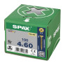 SPAX 4x60mm Pozi PZ2 Flat CSK Screws – Yellox Coated (100 Pack)