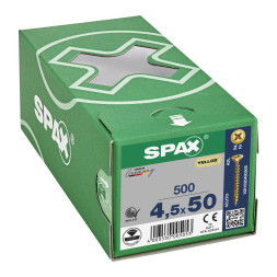 SPAX 4.5x50mm Pozi PZ2 Flat CSK Screws – Yellox Coated (500 Pack)